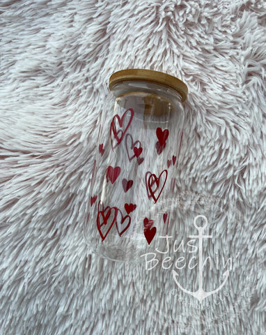 Heart glass vinyl tumbler