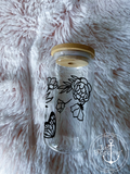 Flower/butterfly mama glass vinyl tumbler