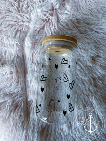 Heart 3 glass vinyl tumbler