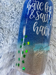 Beach Tumbler with sea turtle glitter