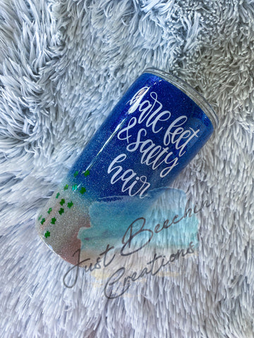 Beach Tumbler with sea turtle glitter